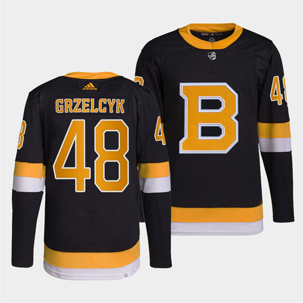  Mens Boston Bruins #48 Matt Grzelcyk adidas Black Alternate Retro Jersey 