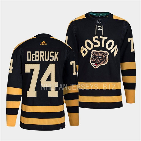  Mens Boston Bruins #74 Jake DeBrusk 2023 Winter Classic Player Jersey Black 