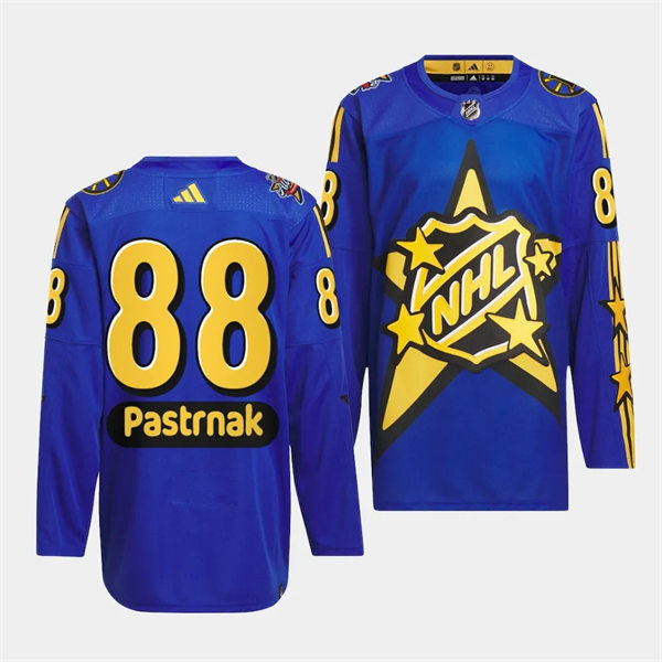  Mens Boston Bruins #88 David Pastrnak Blue 2024 NHL All-Star Game drew house Primegreen Jersey 