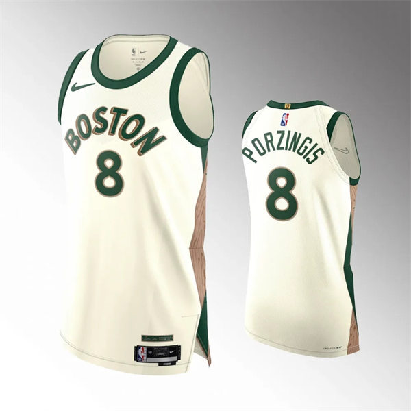  Mens Boston Celtics #8 Kristaps Porzingis 2023-24 Cream City Edition Player Jersey 