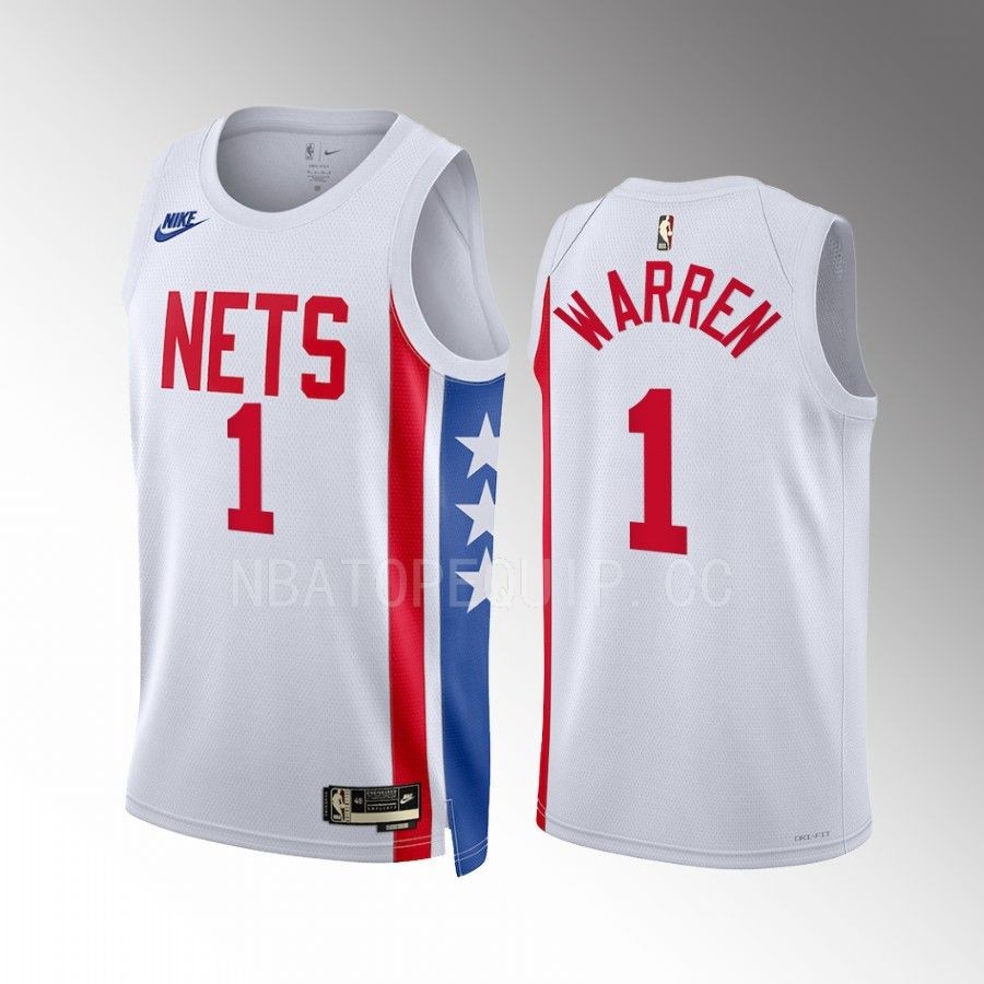  Mens Brooklyn Nets #1 T.J. Warren Nike White 2022-23 Classic Edition Swingman Jersey 