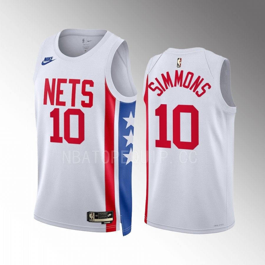  Mens Brooklyn Nets #10 Ben Simmons Nike White 2022-23 Classic Edition Swingman Jersey 