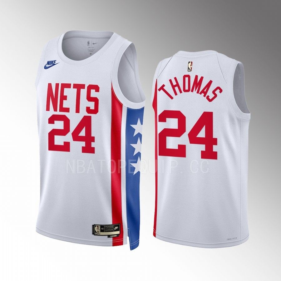  Mens Brooklyn Nets #24 Cam Thomas Nike White 2022-23 Classic Edition Swingman Jersey 