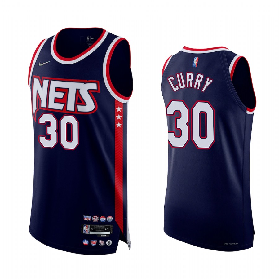  Mens Brooklyn Nets #30 Seth Curry Diamond Nike Navy NBA 75TH 2021-22 City Edition Jersey 