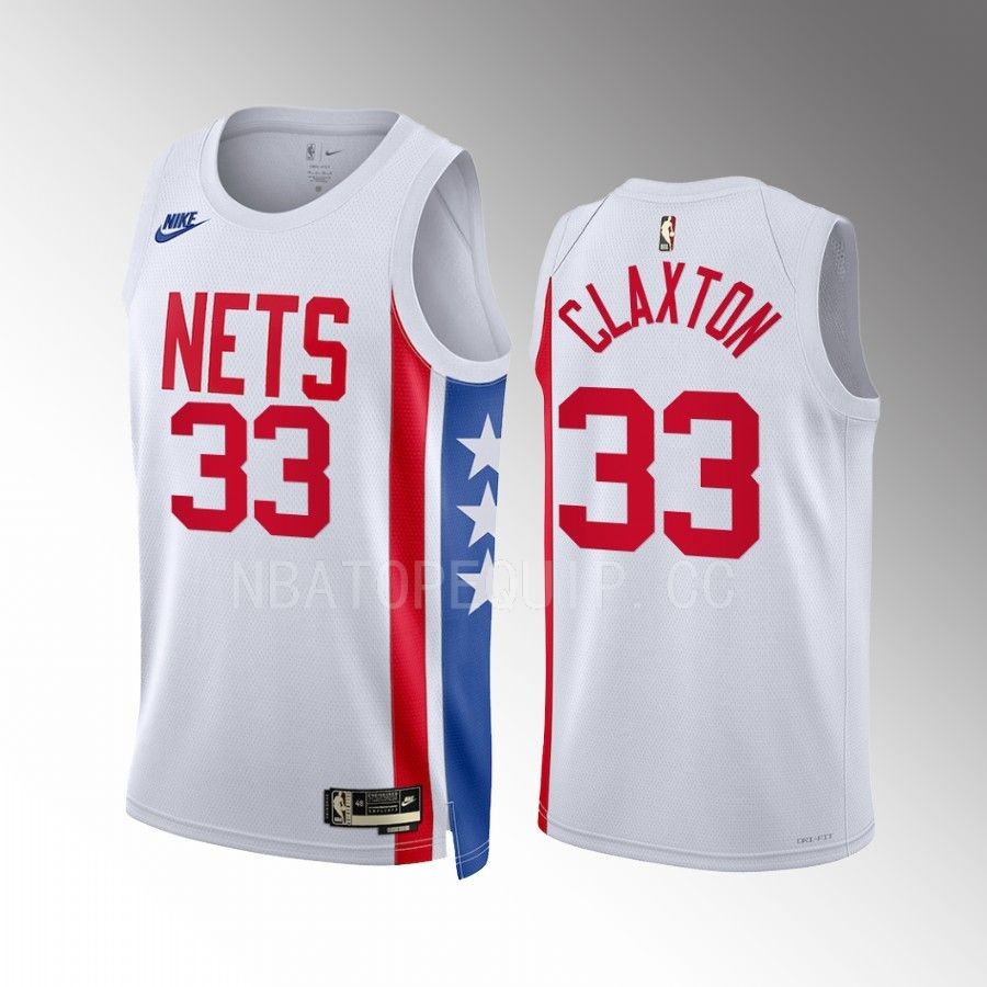  Mens Brooklyn Nets #33 Nic Claxton Nike White 2022-23 Classic Edition Swingman Jersey 
