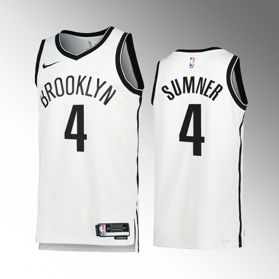  Mens Brooklyn Nets #4 Edmond Sumner Nike White Association Edition Player Jersey 