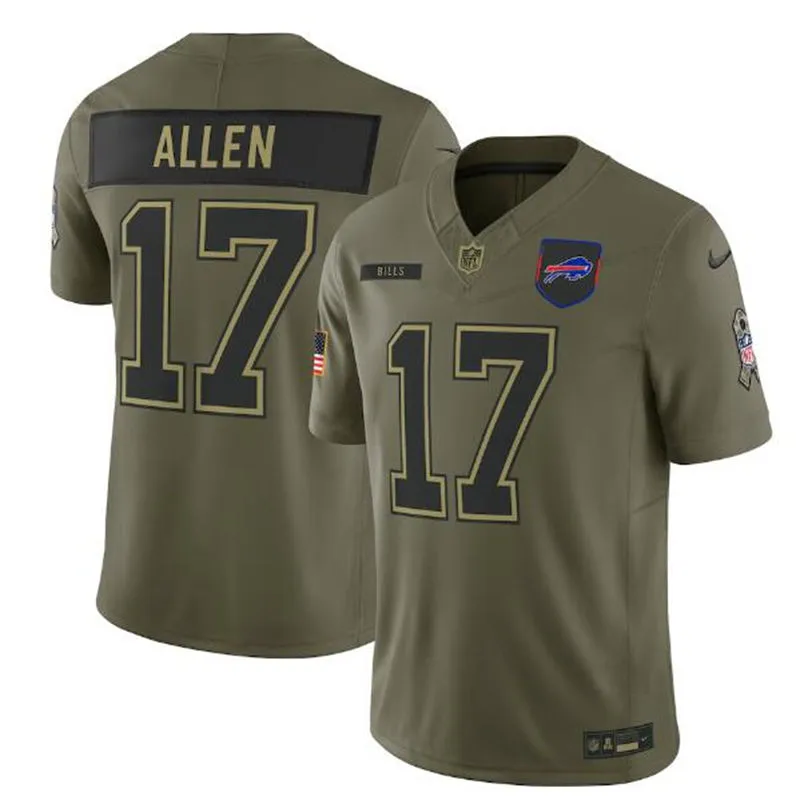  Mens Buffalo Bills #17 Josh Allen Nike 2025 Salute to Service Limited Jersey - Olive 