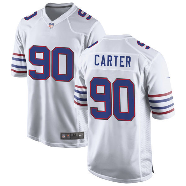  Mens Buffalo Bills #90 DeWayne Carter Nike White Alternate Retro Vapor Limited Jersey 