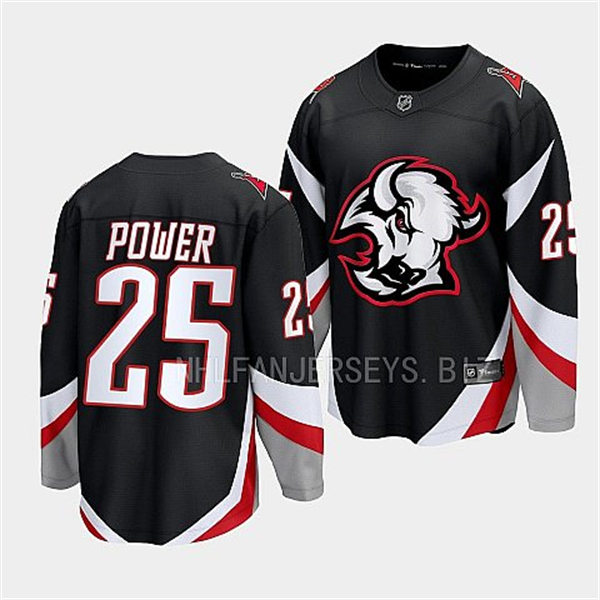  Mens Buffalo Sabres #25 Owen Power Black alternate 2022-23 Goathead Jersey 