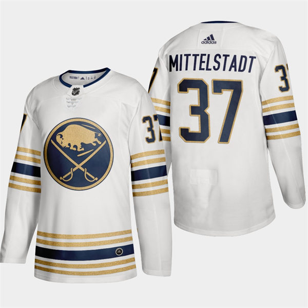  Mens Buffalo Sabres #37 Casey Mittelstadt Adidas White 50th Season Premier Player Jersey 