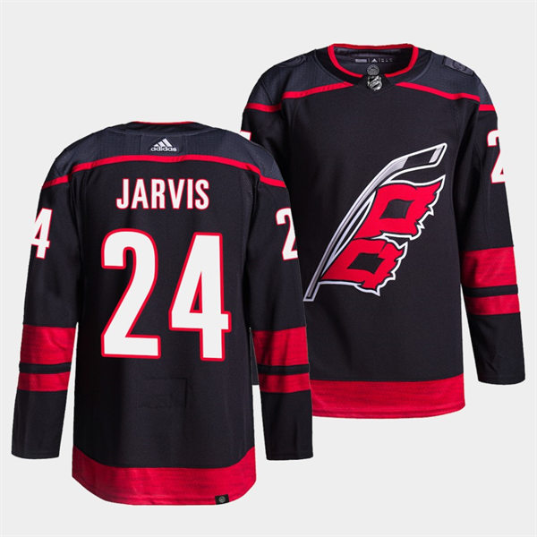  Mens Carolina Hurricanes #24 Seth Jarvis Adidas Black Alternate Player Jersey 