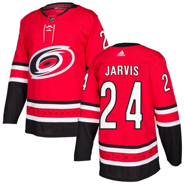  Mens Carolina Hurricanes #24 Seth Jarvis Adidas Home Red Primegreen Player Jersey 