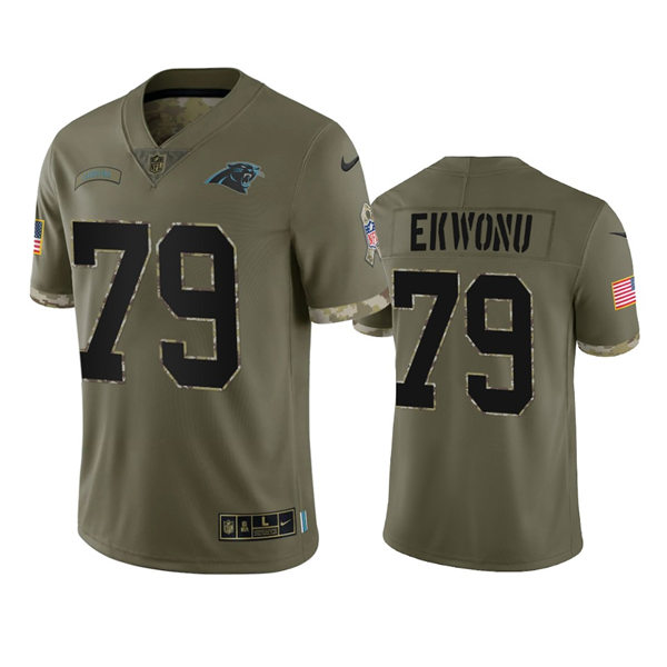  Mens Carolina Panthers #79 Ikem Ekwonu Olive 2022 Salute To Service Limited Jersey 