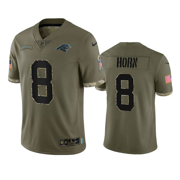  Mens Carolina Panthers #8 Jaycee Horn Olive 2022 Salute To Service Limited Jersey 