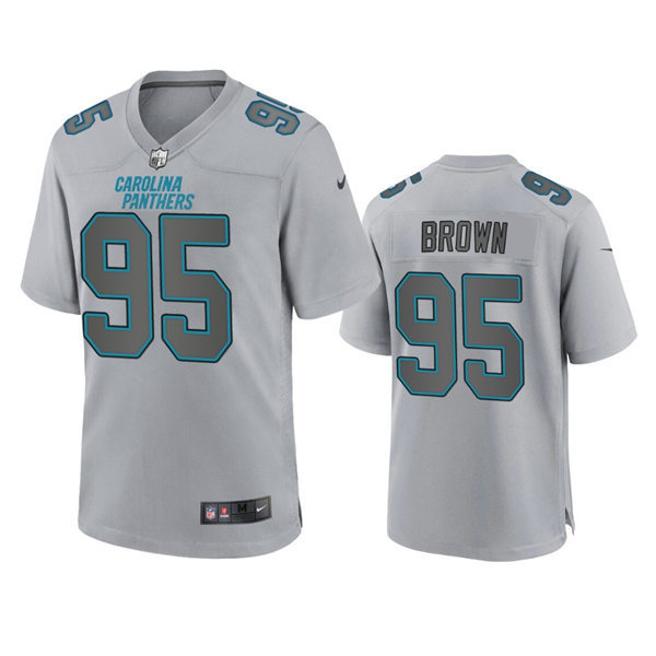  Mens Carolina Panthers #95 Derrick Brown Nike Gray Atmosphere Fashion Game Jersey 