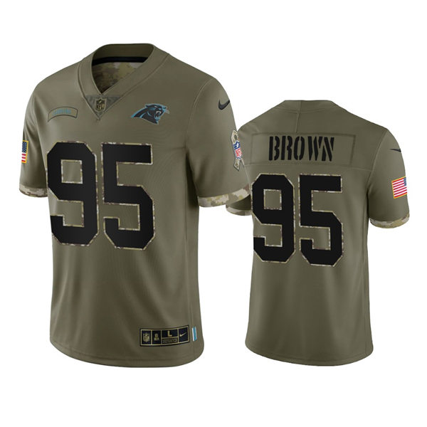  Mens Carolina Panthers #95 Derrick Brown Olive 2022 Salute To Service Limited Jersey 