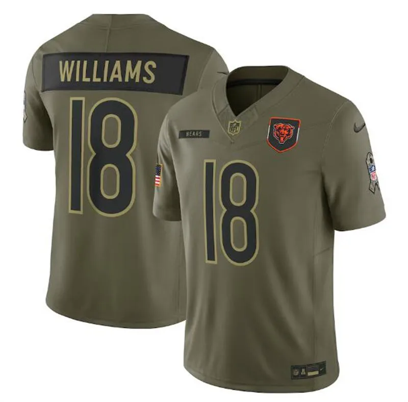  Mens Chicago Bears #18 Caleb Williams Nike 2025 Salute to Service Limited Jersey - Olive 