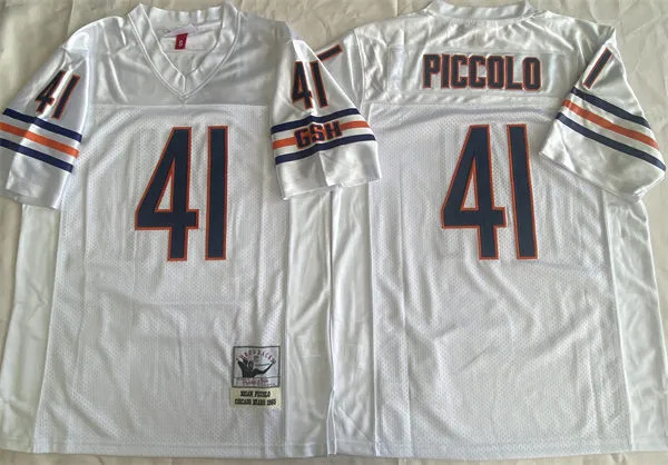  Mens Chicago Bears #41 Brian Piccolo White 1969 Mitchell & Ness Legacy Throwback Jersey 