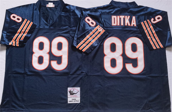  Mens Chicago Bears #89 Mike Ditka Mitchell&Ness Navy Throwback Jersey 