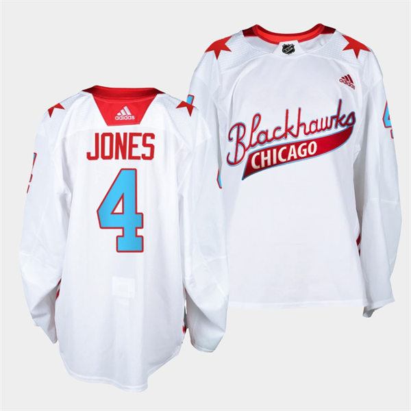  Mens Chicago Blackhawks #4 Seth Jones Adidas White 2021 One Community Night Jersey 