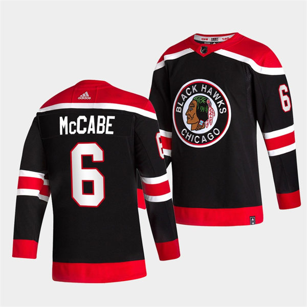  Mens Chicago Blackhawks #6 Jake McCabe Black Alternate 2020-21 Reverse Retro Jersey 