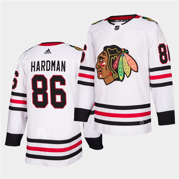  Mens Chicago Blackhawks #86 Mike Hardman Stitched Adidas Away White Jersey 