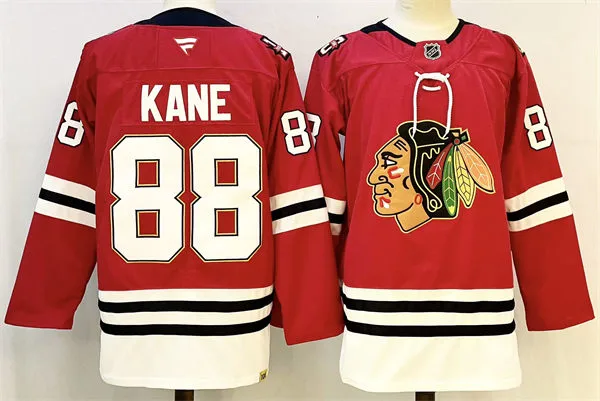  Mens Chicago Blackhawks #88 Patrick Kane Fanatics Red 100th Anniversary Jersey 