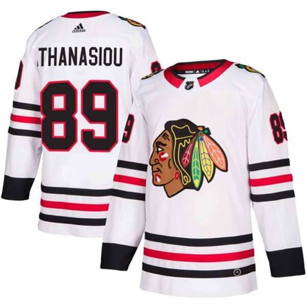  Mens Chicago Blackhawks #89 Andreas Athanasiou Adidas White Away Player Jersey 