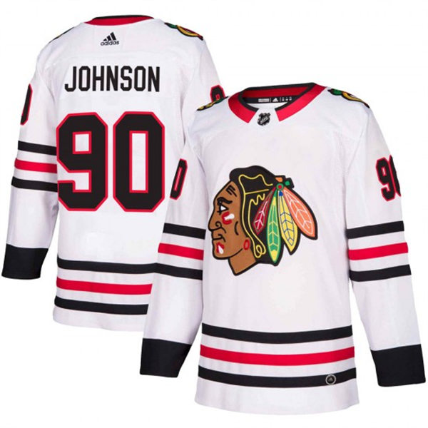  Mens Chicago Blackhawks #90 Tyler Johnson Adidas Away White Stitched Jersey 