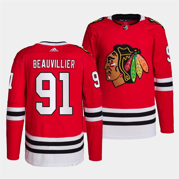  Mens Chicago Blackhawks #91 Anthony Beauvillier Adidas Home Red Jersey 