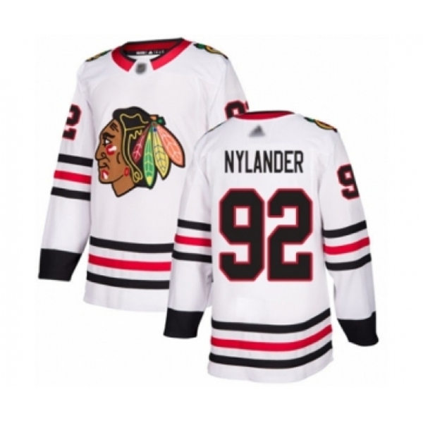  Mens Chicago Blackhawks #92 Alexander Nylander Adidas Away White Jersey 