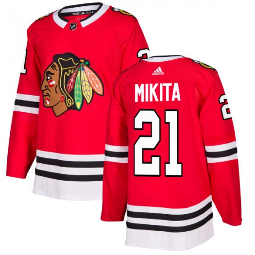  Mens Chicago Blackhawks Retired Player #21 Stan Mikita Adidas Home Red Jersey 