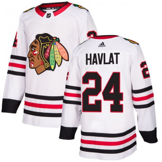  Mens Chicago Blackhawks Retired Player #24 Martin Havlat Adidas Away White Jersey 