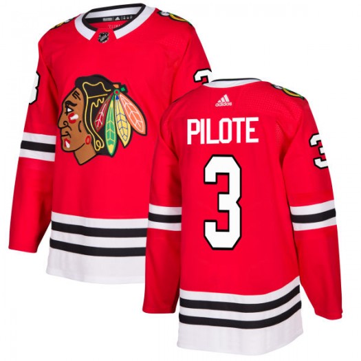  Mens Chicago Blackhawks Retired Player #3 Pierre Pilote Adidas Home Red Jersey 