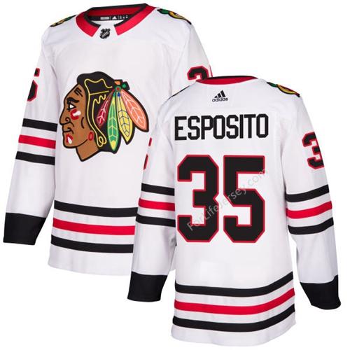  Mens Chicago Blackhawks Retired Player #35 Tony Esposito Adidas Away White Jersey 