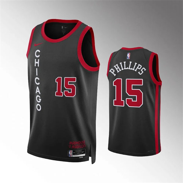  Mens Chicago Bulls #15 Julian Phillips Black 2023-24 City Edition Swingman Jersey 