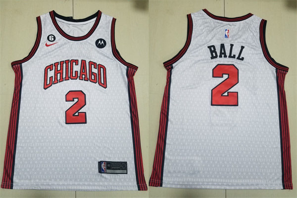  Mens Chicago Bulls #2 Lonzo Ball 2022-23 City Edition Swingman Jersey White 