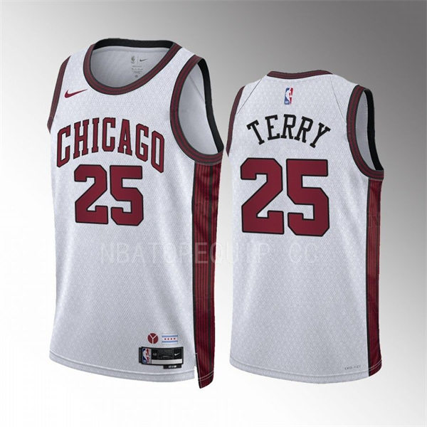  Mens Chicago Bulls #25 Dalen Terry 2022-23 City Edition Swingman Jersey White 