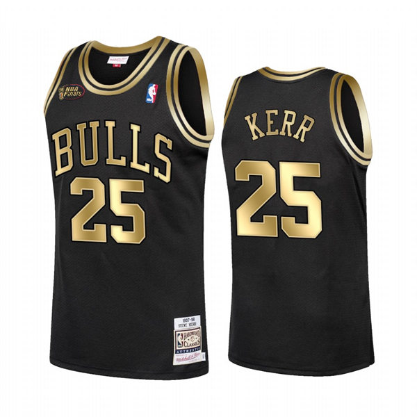  Mens Chicago Bulls #25 Steve Kerr Mitchell & Ness Black Golden 1998 Finals Jersey 