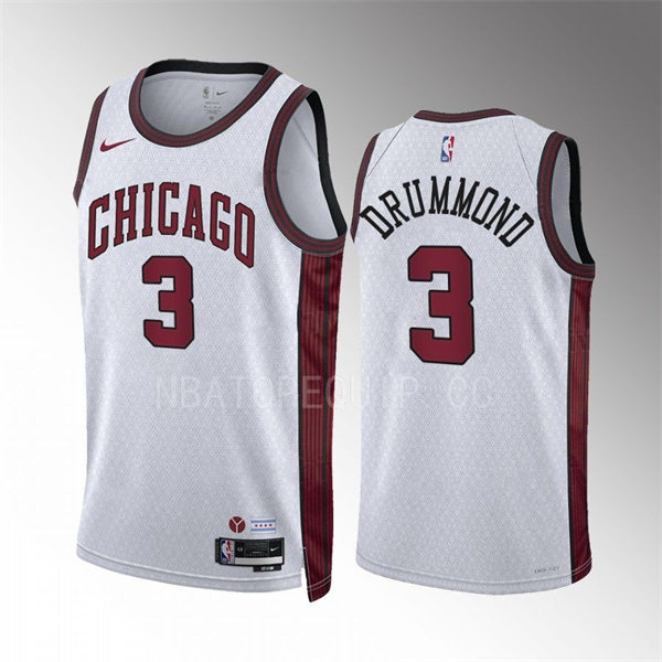  Mens Chicago Bulls #3 Andre Drummond 2022-23 City Edition Swingman Jersey White 