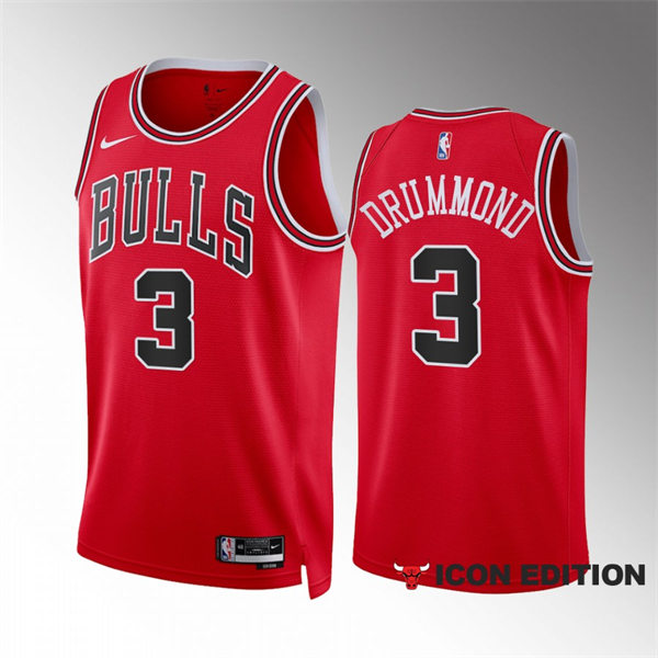  Mens Chicago Bulls #3 Andre Drummond Red 2022-23 Icon Edition Swingman Jersey 