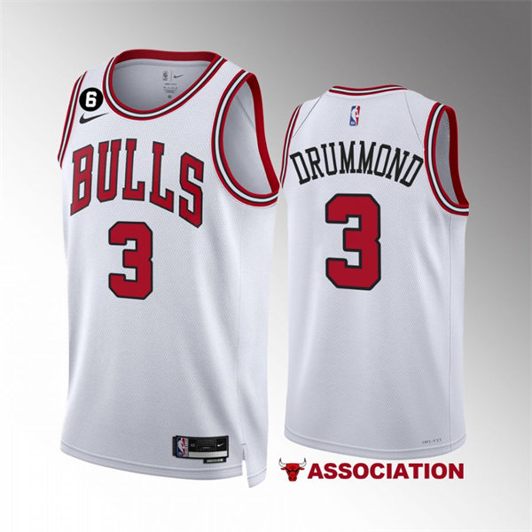  Mens Chicago Bulls #3 Andre Drummond White 2022-23 Association Edition Player Jersey 