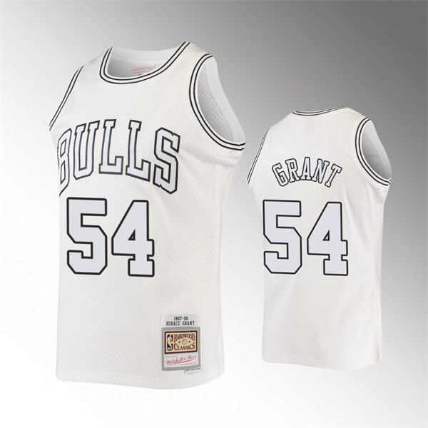  Mens Chicago Bulls #54 Horace Grant Mitchell & Ness 1997-98 White Out Hardwood Classics Jersey 