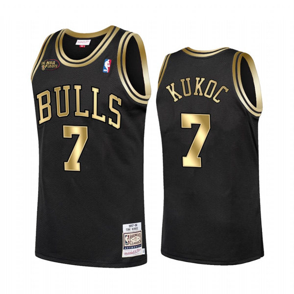  Mens Chicago Bulls #7 Toni Kukoc Mitchell & Ness Black Golden 1998 Finals Jersey 