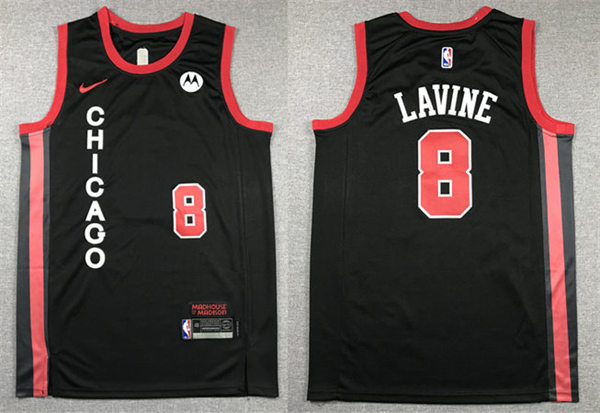  Mens Chicago Bulls #8 Zach LaVine Black 2023-24 City Edition Swingman Jersey 
