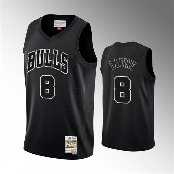  Mens Chicago Bulls #8 Zach LaVine Mitchell & Ness 1997-98 Black Out Hardwood Classics Jersey 