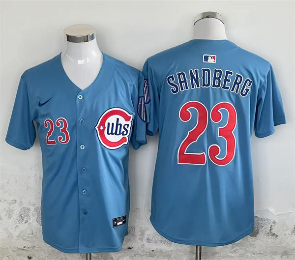  Mens Chicago Cubs #23 Ryne Sandberg  Nike Royal Pullover Cooperstown Jersey.jpg 