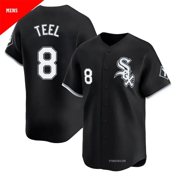  Mens Chicago White Sox #8 Kyle Teel Nike Black Alternate Limited Jersey 