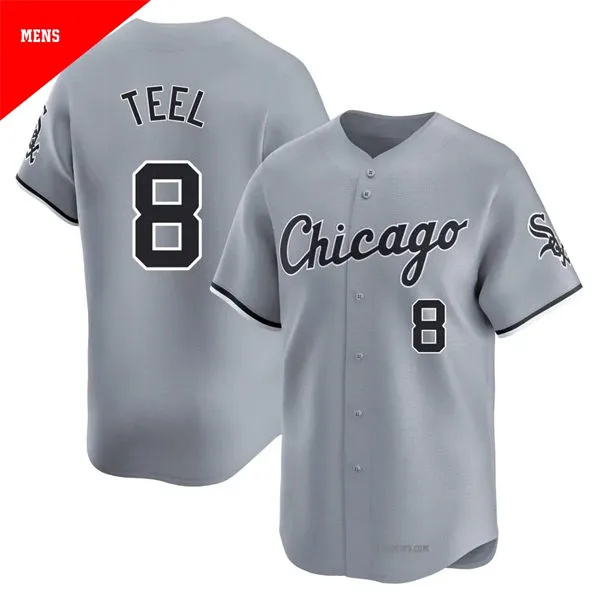  Mens Chicago White Sox #8 Kyle Teel Nike Gray Road Limited Jersey 