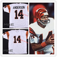  Mens Cincinnati Bengals #14 Ken Anderson White Mitchell & Ness  NFL Throwback Football Jersey 